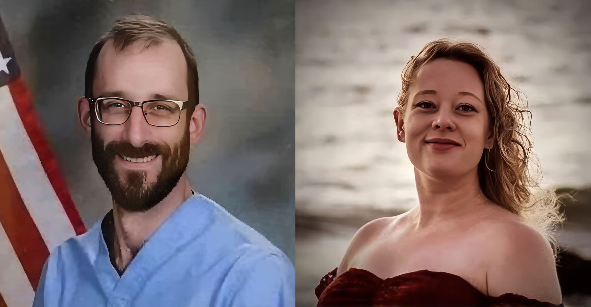 Portraits of Pretti and Renee Good